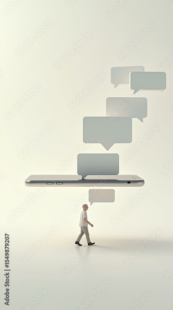 Poster minimal background with missed notifications – story template for emotional tech topics