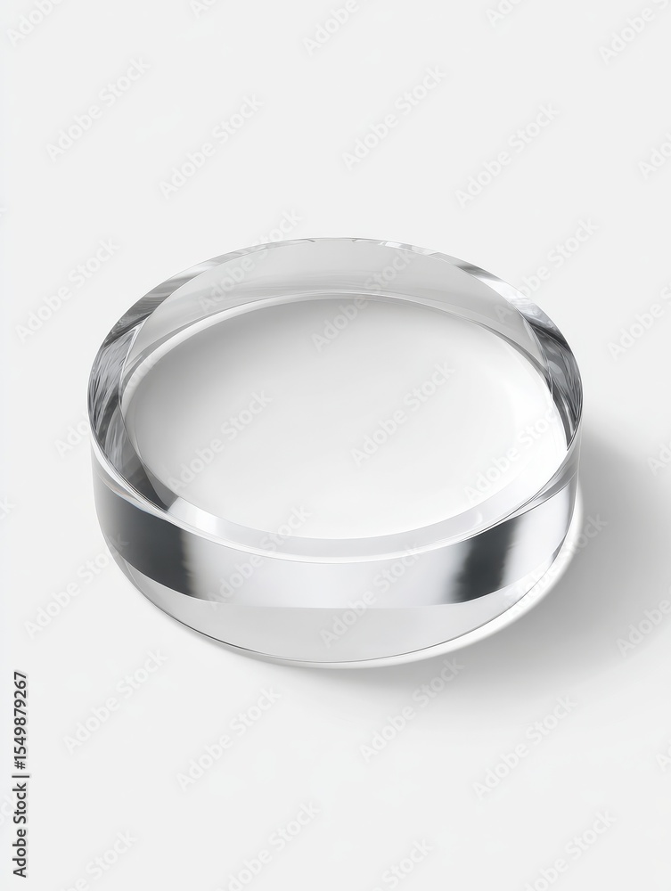 Poster white isolated acrylic block with circular shape.