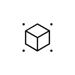 Isometric Cube Outline Bounding Dots Icon