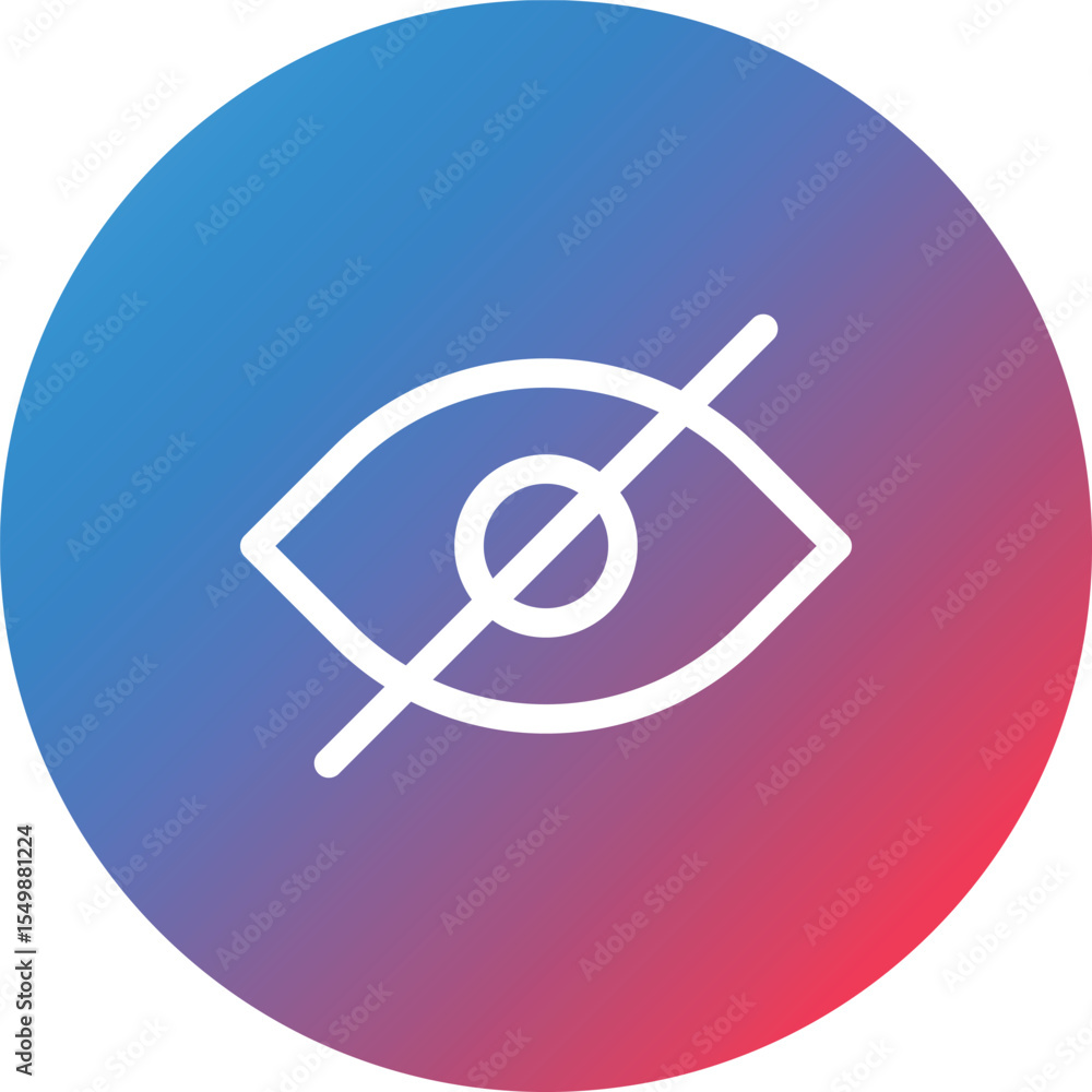 Poster hide line gradient circle background icon