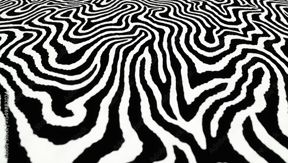 Poster abstract black and white wavy stripes create a dynamic and textured pattern resembling zebra print o