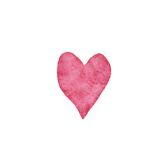 Simple watercolor pink heart textured sloppy isolated hand painted wet effect