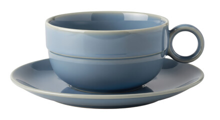 Isolated Blue Cup and Saucer