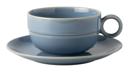 Isolated Blue Cup and Saucer