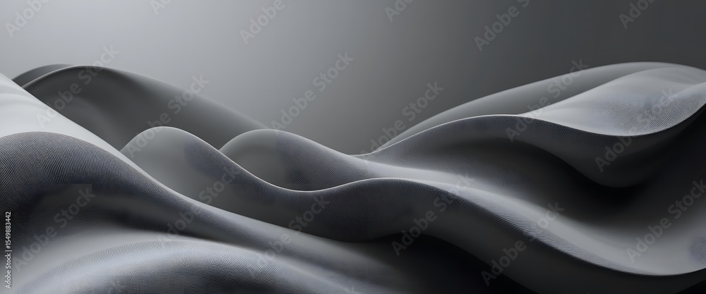 Poster Abstract Gray Waves Texture, A Gentle Flowing Design For Backgrounds. Soft Gradients Create Depth, It Is A Calm Image. Ideal For Various Design Projects.