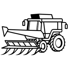 Combine Harvester line art vector