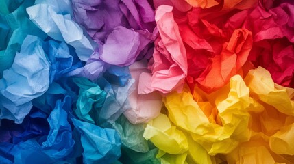 Rainbow Crepe Paper Texture Abstract Colorful Composition, Rainbow Colors, Wrinkled Paper Background Crepe Paper, Abstract Background