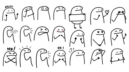 cute vector cartoon character illustration abstract black lines suitable for stickers, covers, memes