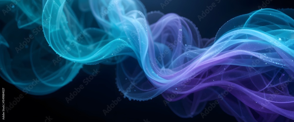 Poster abstract color flow, a dance of teal, purple, and blue hues creating a smooth gradient. grainy textu