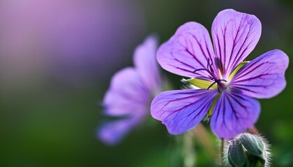 Obraz premium purple flower geranium robertianum with shallow depth of field and blurred background