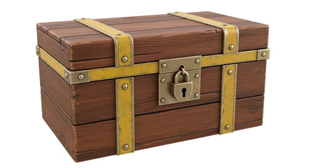 Isolated Wooden Treasure Chest
