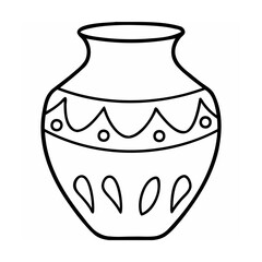 Black Line Drawing Ornate Decorative Vase ornament