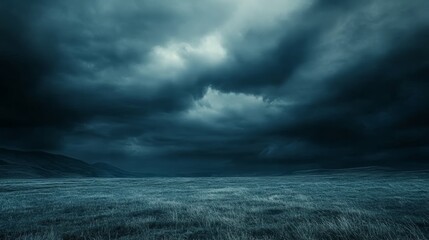 Fototapeta premium Dramatic Stormy Sky Over Grassland