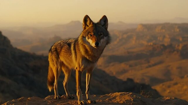  indian wolf close-up at deccan plateau sunset video