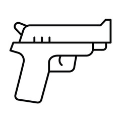 Beretta pistol thin line icon, law enforcement concept. Vector graphics. Pistol gun, police weapon sign on white background, style mobile or design.