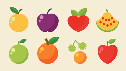 set of fresh vegetables apple food icon 