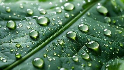 Close up image of water drops on a leaf