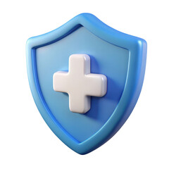 Obraz premium 3d render of a blue shield with a white cross