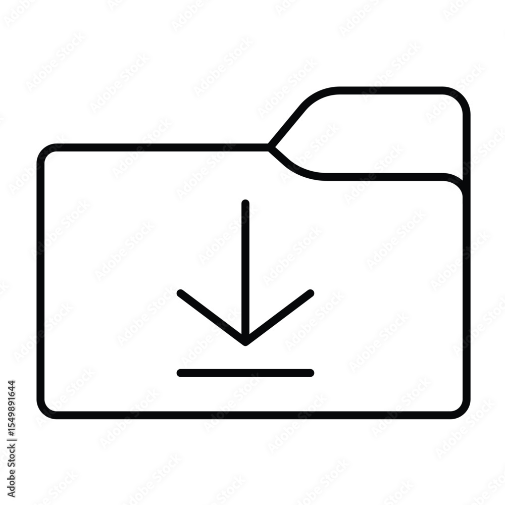 Poster downloads folder thin line icon, windows pack concept. vector graphics. folder with down arrow, down