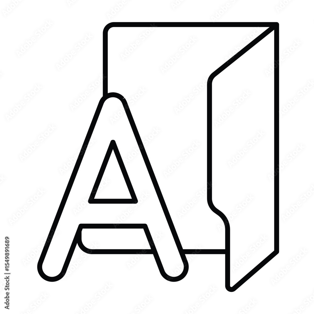 Poster font folder thin line icon, windows pack concept. vector graphics. folder with first alphabet letter