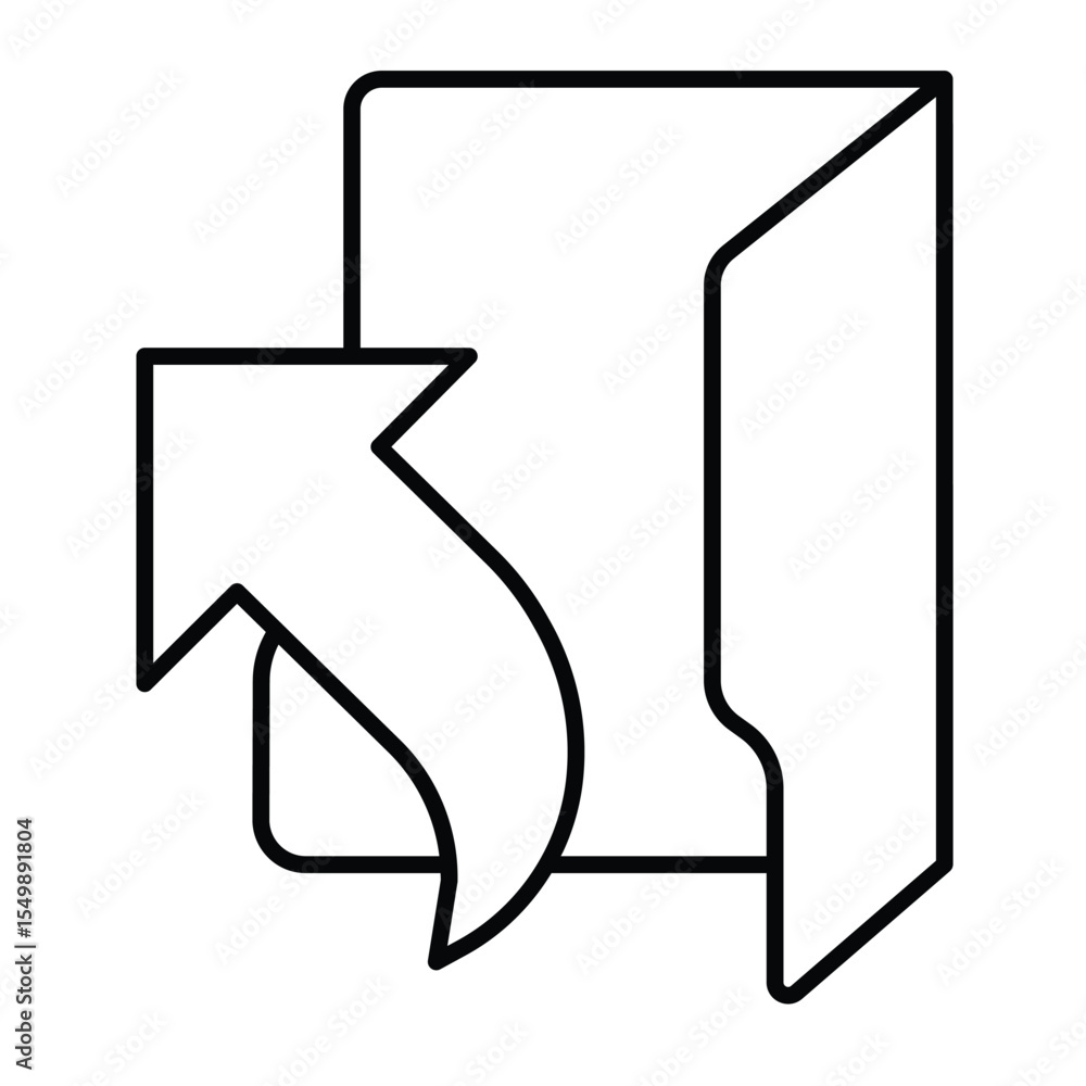 Poster folder with shortcut thin line icon, windows pack concept. vector graphics. up arrow linked folder s