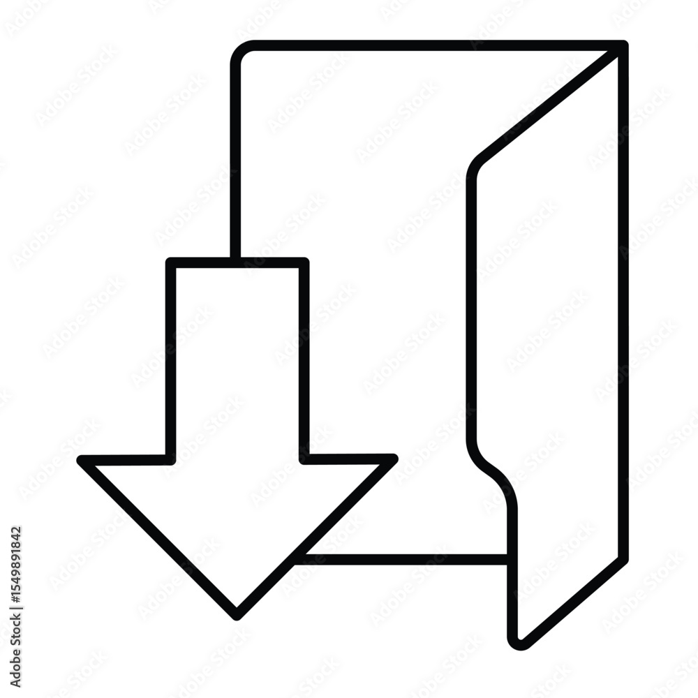 Aufkleber downloads folder thin line icon, windows pack concept. vector graphics. folder with down arrow, down