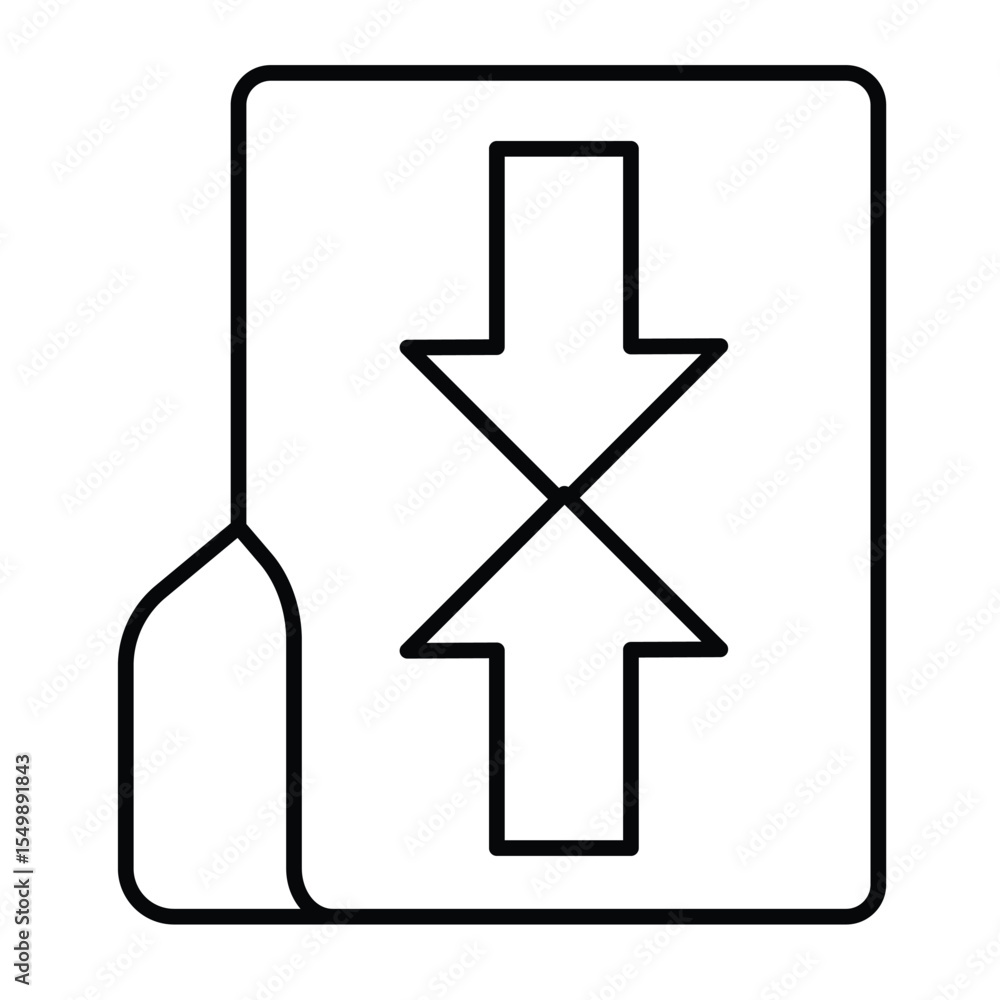 Poster compressed folder thin line icon, windows pack concept. vector graphics. folder with two arrows insi