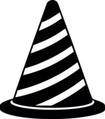 black and white cone road sign icon silhouette
