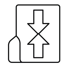 Obraz premium Compressed folder thin line icon, windows pack concept. Vector graphics. Folder with two arrows inside, archived files sign on white background, style mobile or design.