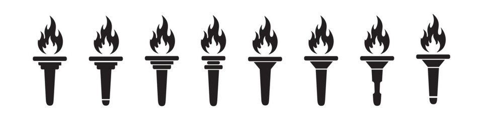 Torch fire icon. Burning torch icon, vector illustration