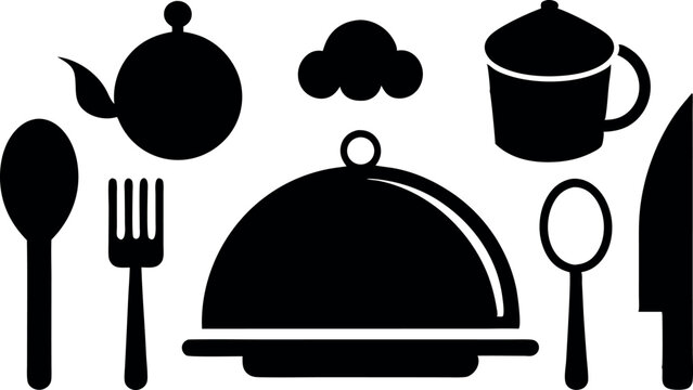 restaurant spoon frok menu design silouette