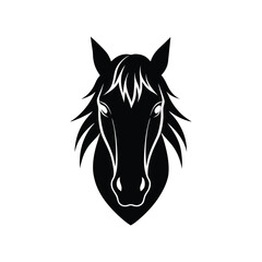 Silhouette art illustration of a Percheron horse face.eps