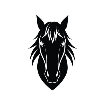 Silhouette art illustration of a Percheron horse face.eps