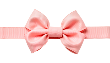 Pink bow on ribbon isolated, transparent background, no background