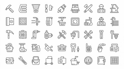 A set of line art handyman tool image