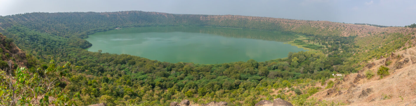 Panoramic View of Lonar Crater Lake