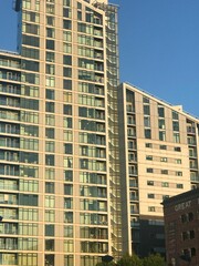 Sunset view of apartment building