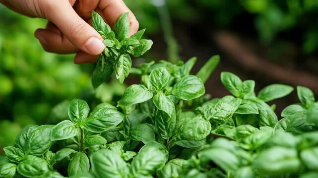 Close-up of fresh basil leaves