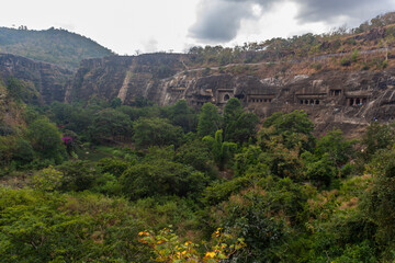 Panoramic View of Green Valley and Ancient Caves