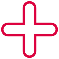 Obraz premium round edge outline red plus symbol