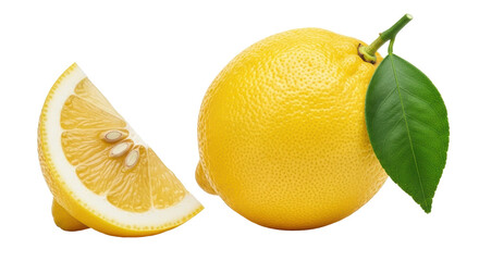 Isolated Lemon and Lemon Slice