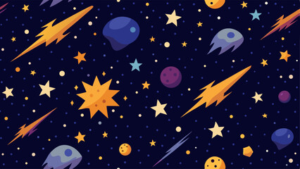 seamless pattern with stars and moon background template vector 