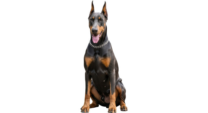 Isolated Doberman Dog Sitting