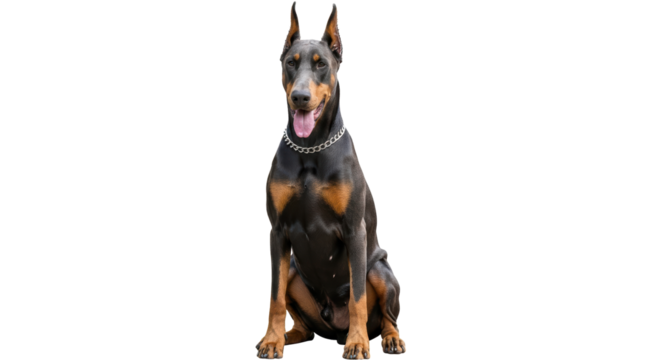 Isolated Doberman Dog Sitting