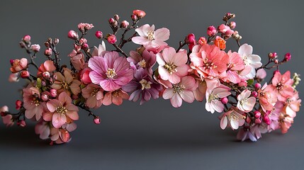 Delicate Pink and Coral Spring Blossoms Floral Arrangement Close up View
