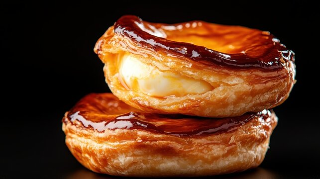 A beautifully captured golden pastry with a creamy filling, showcasing the art of culinary delights that promise indulgence and satisfaction in every bite.