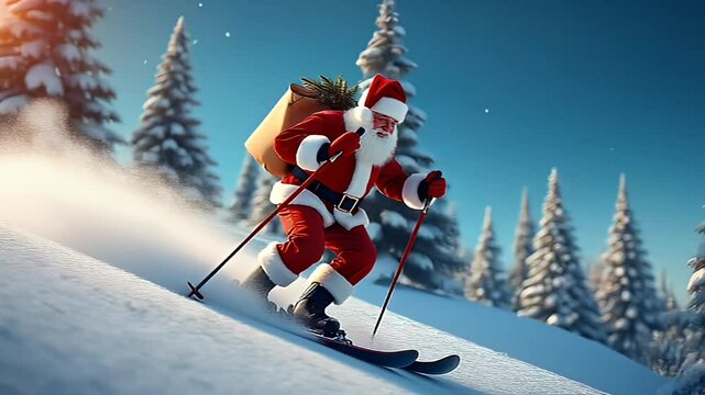 skiing in the mountains