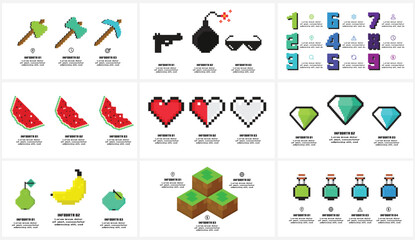 Set creative concept for infographic with 3, 4, 9 steps, options, parts or processes.