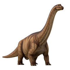 Fototapeta premium Realistic brown brachiosaurus dinosaur with long neck standing on a black background