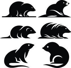 Stylized Mole Silhouette Set | Small Mammal Vector Art | Burrowing Animal Graphic